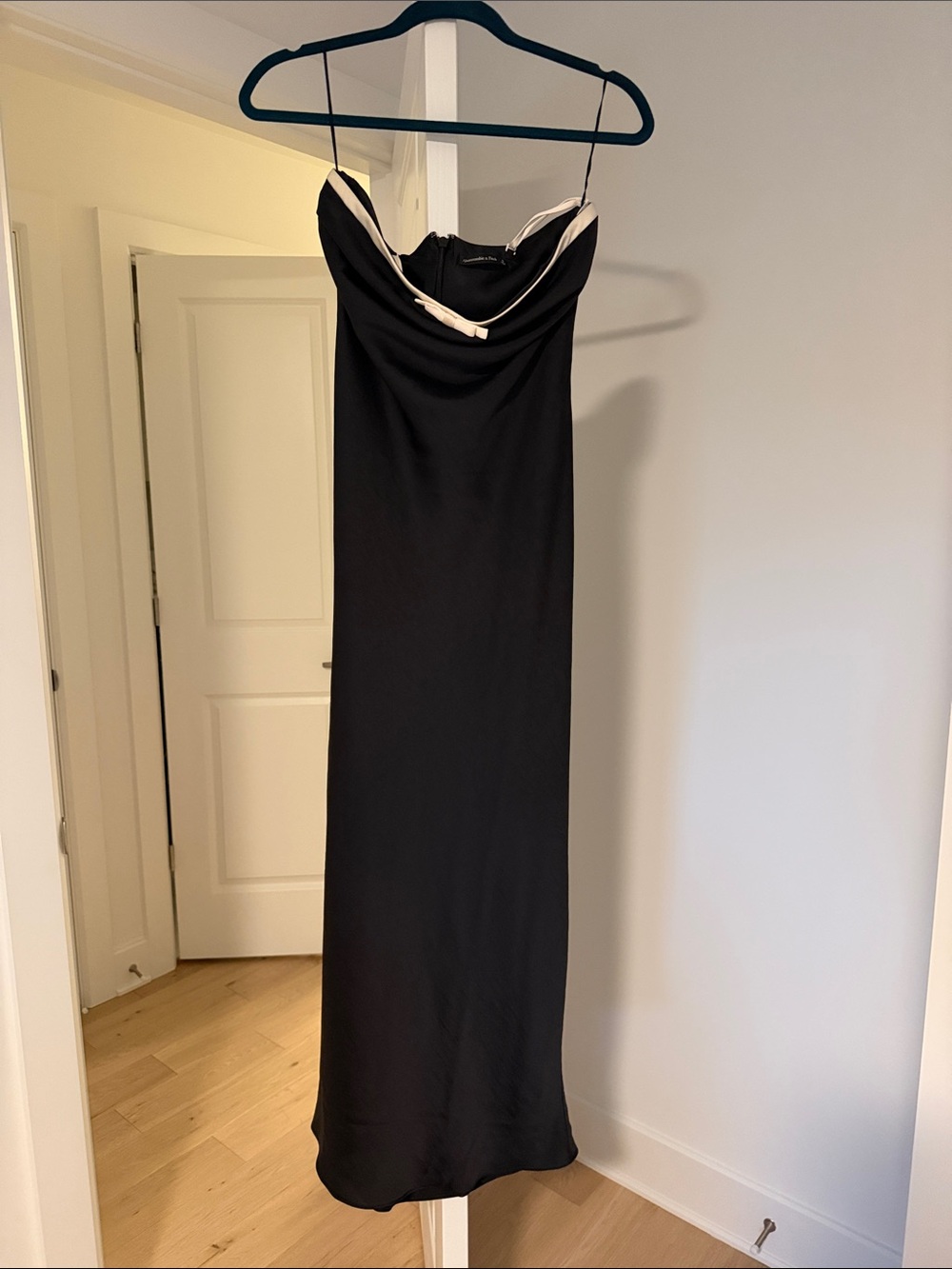 Abercrombie & Fitch Black Maxi Slip Dress with White Trim
